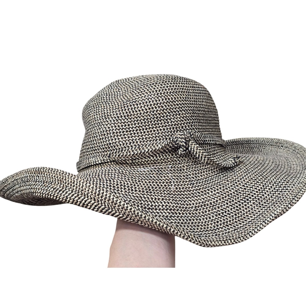 Sunday Afternoons Wide Brim Sun Hat Black Tan Woven UPF 50+ Packable One Size